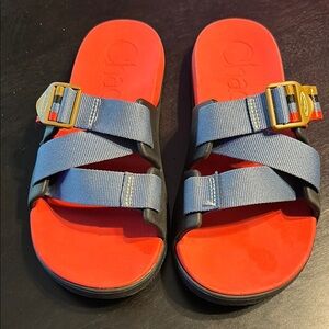 Chaco Red and Blue Sandals Adjustable Straps
